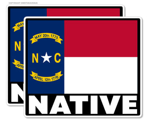 x2 North Carolina Flag Vinyl Sticker Pack Lot Native - 3.5" Inches Each