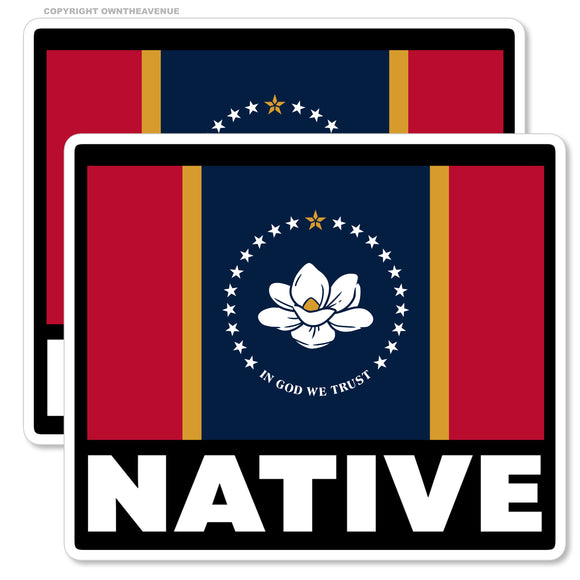 x2 Mississippi Flag Vinyl Sticker Pack Lot Native - 3.5