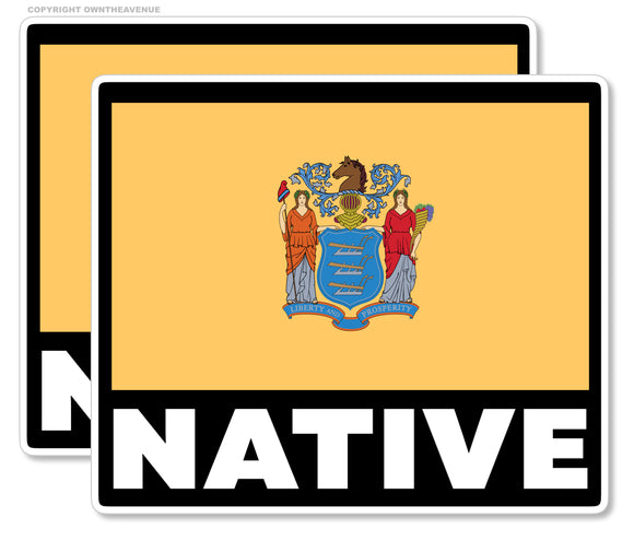 x2 New Jersey Flag Vinyl Sticker Pack Lot Native - 3.5