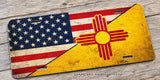 New Mexico USA American Flag Rustic Style Auto Metal License Plate
