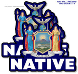 x2 New York Flag Vinyl Sticker Pack Lot Native - 3.5" Inches Each