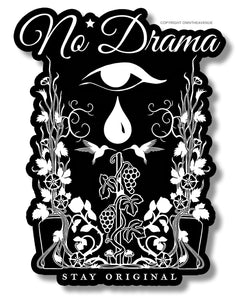 No Drama Good Chill Vibes Tattoo Art Style Floral Vintage Vinyl Sticker Decal 4"