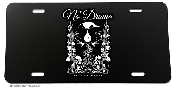 No Drama Good Chill Vibes Tattoo Vintage Art Style Floral License Plate Cover - OwnTheAvenue