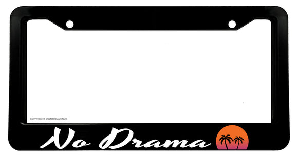 No Drama Good Chill Vibes Retro Synth Wave Palm Trees License Plate Frame - OwnTheAvenue