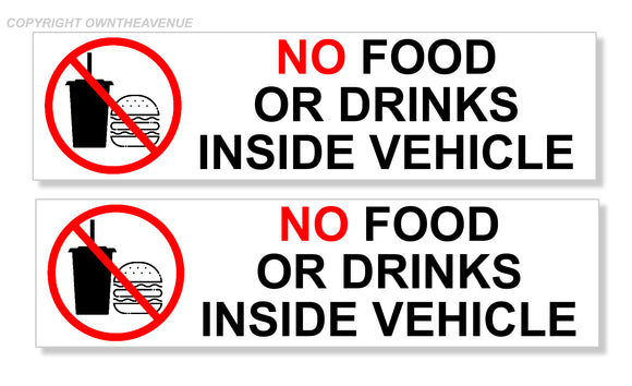 x2 No Food or Drinks Warning Notice Label Car Vinyl Sticker Decals 4