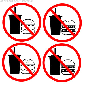 x4 Car Bike Bumper No Food Drink Prohibited Sign Only Vinyl Sticker Decals 3" - OwnTheAvenue
