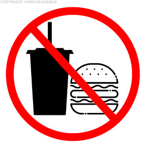 Car Bike Bumper No Food Drink Prohibited Sign Logo Only Vinyl Sticker Decal 3"