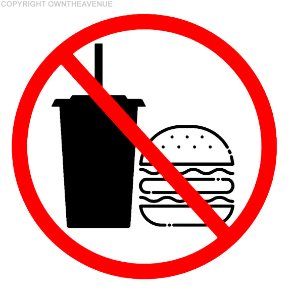 Car Bike Bumper No Food Drink Prohibited Sign Logo Only Vinyl Sticker Decal 3