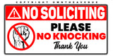 x2 Please No Soliciting Knocking Warning Safety Caution Vinyl Sticker Decal 4.25"
