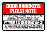 No Soliciting Sign Decal Sticker $50 per minute Door Knockers Funny window 5.9" - OwnTheAvenue