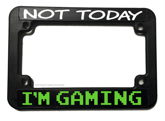 Gaming Funny Joke Gamer Vintage Old School Biker Motorcycle License Plate Frame - OwnTheAvenue