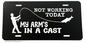 Not Working Today Funny Humor Fishing Auto License Plate