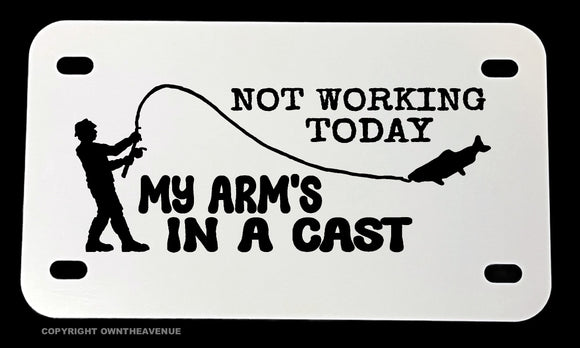 Not Working Today Fishing Funny Joke Humor Motorcycle Metal License Plate