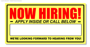 Now Hiring We're Hiring Truck Vehicle Bumper Business Door Sign Sticker Decal 6" - OwnTheAvenue