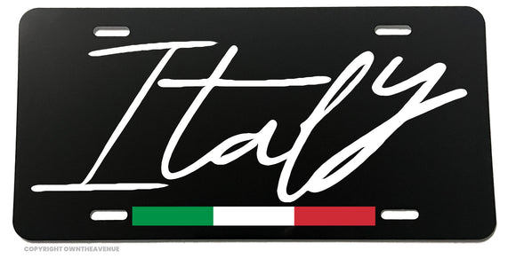 Italy Italian Racing Stripe Euro Black Metal License Plate - OwnTheAvenue