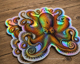 x2 Octopus Sea Creature Squid Ocean 70s Vibe Holographic Sticker Decals