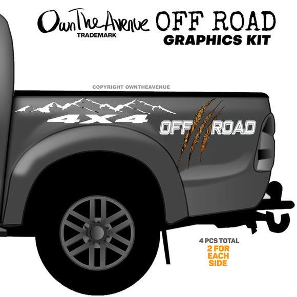 x2 Off Road 4x4 Lifted Pick Up Truck Claws Vinyl Decor Decal Graphics Kit