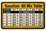 2 Pack - Mix Ratios Chart 2-Cycle Oil Fuel Mix Ratio Sticker Decal Chain Saw Blower Vinyl Metallic Model - OwnTheAvenue