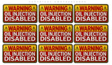 9 Pack - Oil Injection Disabled 2-Cycle Oil Fuel Mix Ratio Vinyl Sticker Decal Chain Saw Metallic Model - 2" Inches Each - OwnTheAvenue