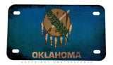 Oklahoma Rustic Style Flag Motorcycle Metal License Plate - OwnTheAvenue