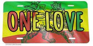 One Love Rasta Rastafarian Jamaican Flag Lion Car Truck License Plate Cover