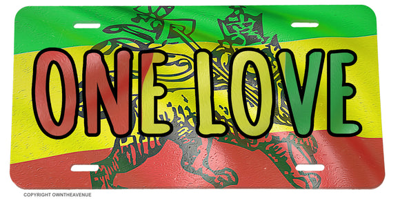 One Love Rasta Rastafarian Jamaican Flag Lion Car Truck License Plate Cover - OwnTheAvenue
