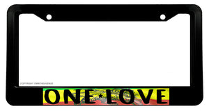 One Love Rasta Rastafarian Jamaican Flag Lion Car Truck License Plate Frame