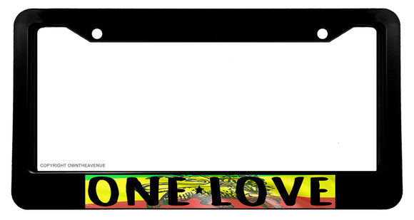 One Love Rasta Rastafarian Jamaican Flag Lion Car Truck License Plate Frame