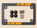Orange Sport Racing Stripe Carbon Fiber Motorcycle License Plate Frame - OwnTheAvenue