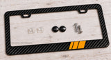 Orange Sport Stripe Model V001 Carbon Fiber License Plate Frame - OwnTheAvenue