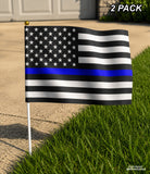 2 Pack USA American Flag / Flags Blue Colored Line Support Police 5.5" x 8.1" Each