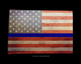 x2 USA American Flags Blue Colored Line Support Police Grunge Style 8.1" Inches