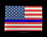 x2 USA American Flags Blue Colored Line Support Police Regular Style 8.1" Inches