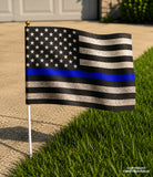 x2 USA American Flags Blue Colored Line Support Police Grunge Style 5.5" x 8.1"