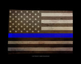 x2 USA American Flags Blue Colored Line Support Police Grunge Style 5.5" x 8.1"
