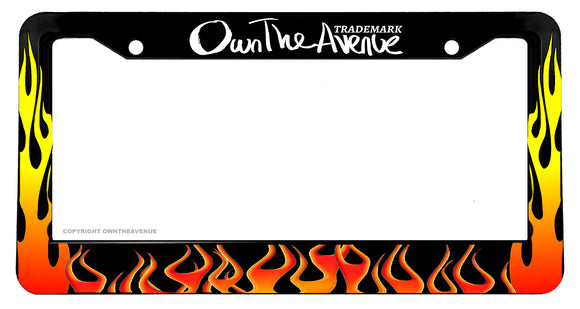 Flames Fire Old School Style Hot Rod Lifted Truck License Plate Frame