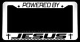 Powered By Jesus Christian Racing Style White License Plate Frame - OwnTheAvenue