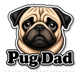 2 Pack - Pug Dad Bumper Window Vinyl Decal Stickers Model V01 - 4.5" Inches Long Side Each - OwnTheAvenue