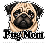 2 Pack - Pug Mom Bumper Window Vinyl Decal Stickers Model V01 - 4.5" Inches Long Side Each - OwnTheAvenue