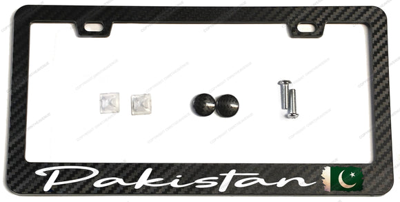 Pakistan Vintage Style Flag Racing Drifting Carbon Fiber License Plate Frame - OwnTheAvenue