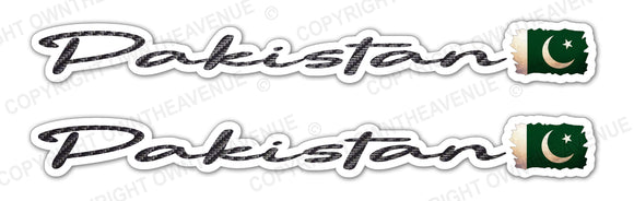 2Pcs Pakistan Vintage Style Flags Racing Carbon Vinyl Sticker Decals 5