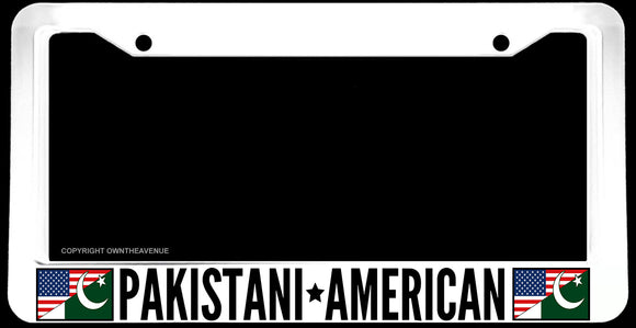 Pakistani Pakistan American Country Flags White License Plate Frame - OwnTheAvenue