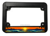 Ocean Palm Trees Sunset Beach Waves Motorcycle License Plate Frame