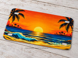 Ocean Sunset Palm Trees Beach Waves Motorcycle Metal License Plate