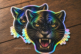 2 Pack Black Panther Lion Jaguar Animal Holographic Sticker Decals 4"