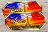 x2 Paris France Flag Souvenir Car Truck Laptop Vinyl Sticker Decal 4.75"
