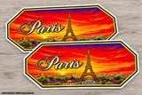 x2 Paris Souvenir Car Truck Laptop Vinyl Sticker Decal 4.75"
