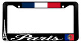 Paris France Flag Car Truck SUV Black License Plate Frame