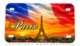 Paris France Souvenir Style Motorcycle Metal License Plate