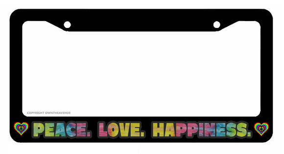 Peace Love Happiness Hippie Peace Sign Love Vintage Tie Dye License Plate Frame